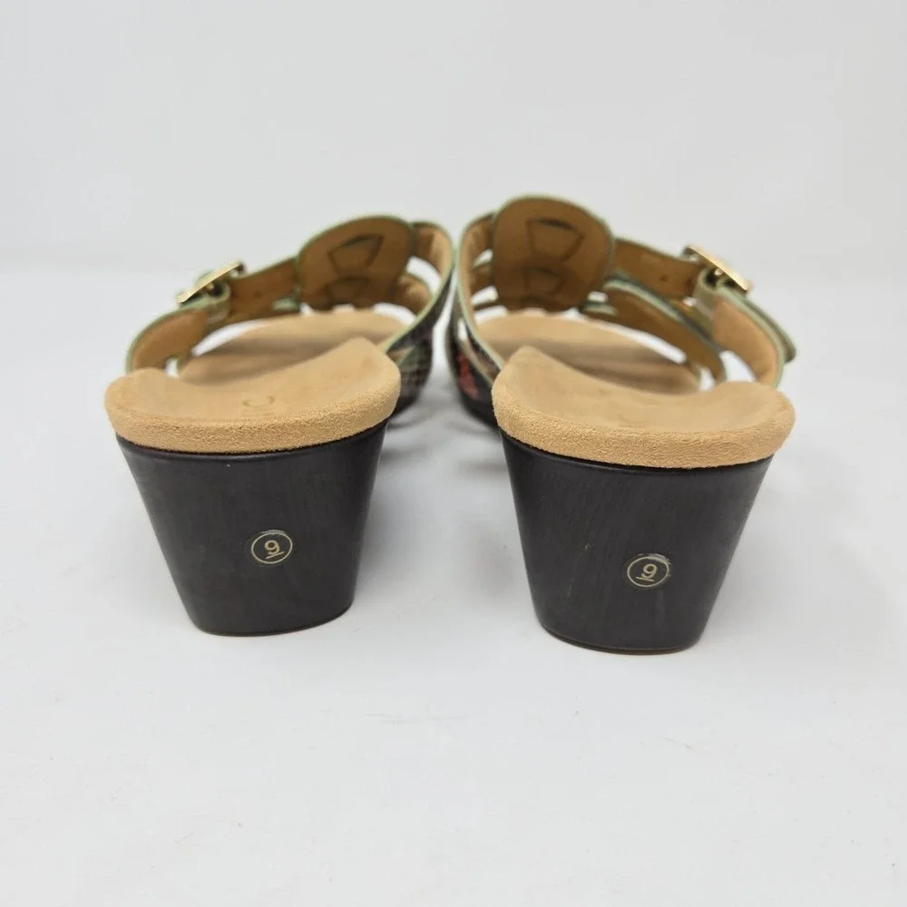 Vionic  9 Snakeskin Print Wedge Sandals Multi Color Comfort‎ Adjustable Straps